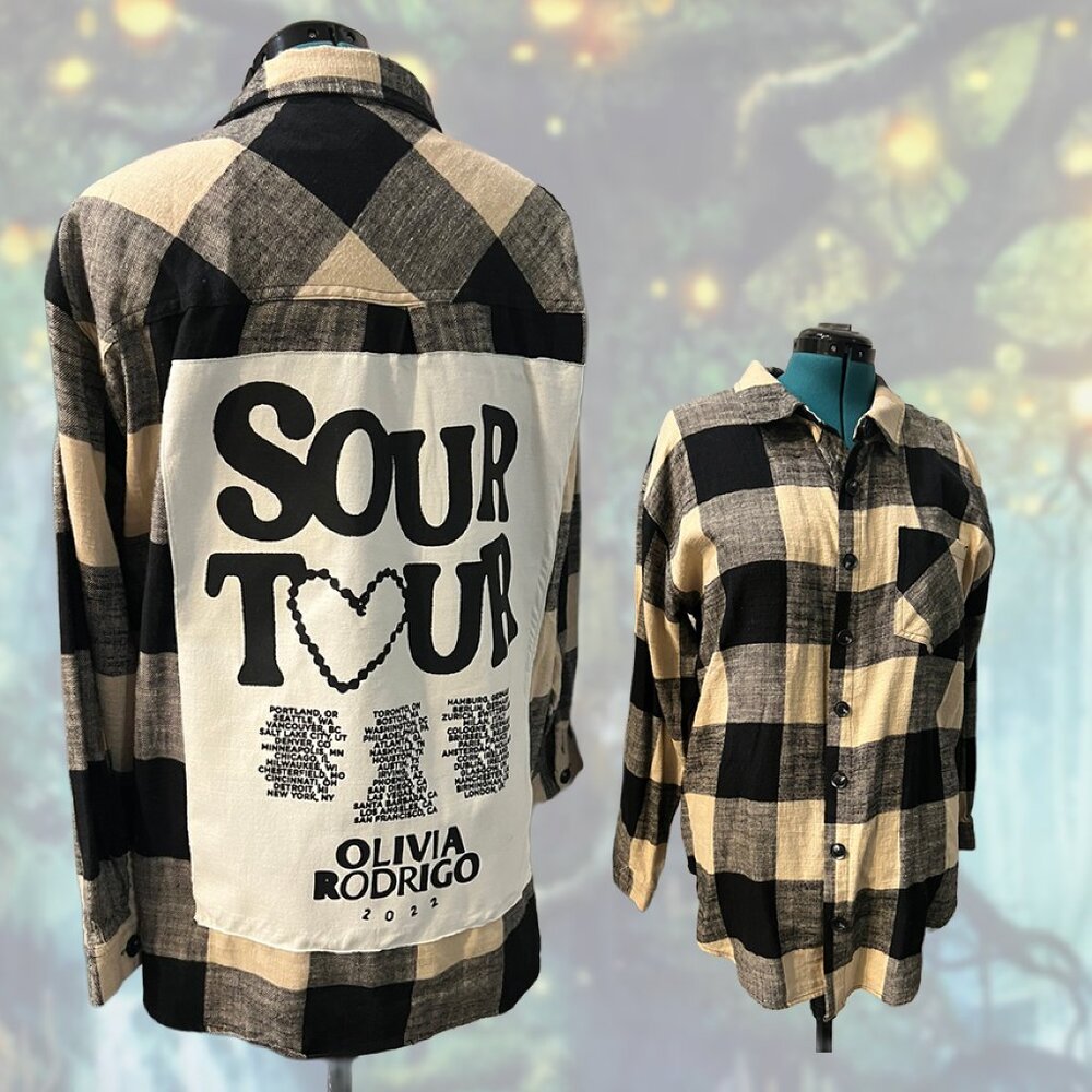 Olivia Rodrigo SOUR Tour Back Patch Flannel | Reworked Maurice’s Shirt | XL